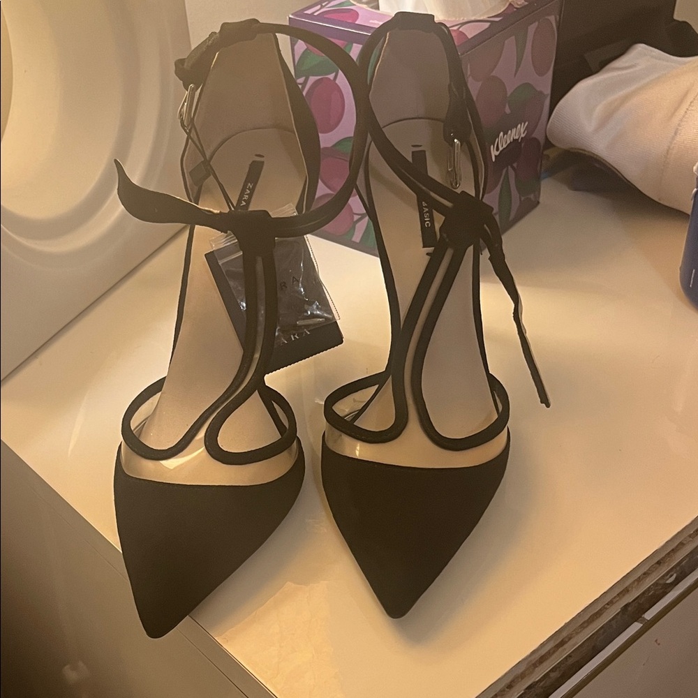 Zara Black Strappy Heels